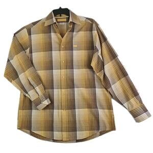 Enyce Clothing Co.~Men's Size M~ Yellow/Gold Plaided Button Up Long Sleeve Shirt